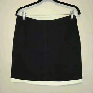 Banana Republic Black A-line Skirt Women's Size 8 White Hem Zip-up Front